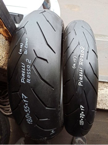 Шины для мотоцикла Pirelli 180/55-17 и 120/70-17 Rosso 2 TL